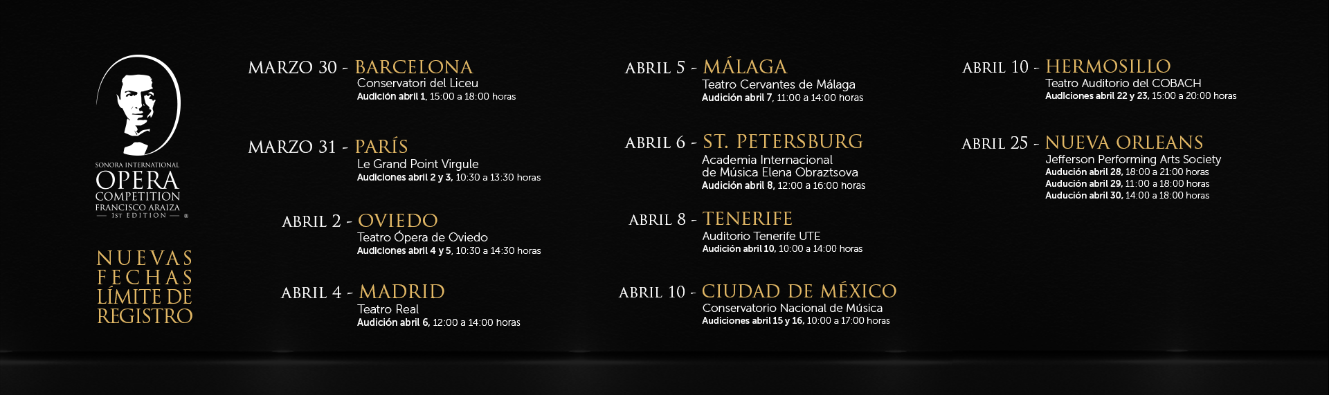 Extiende el Sonora International Opera Competition Francisco Araiza fechas de registro.